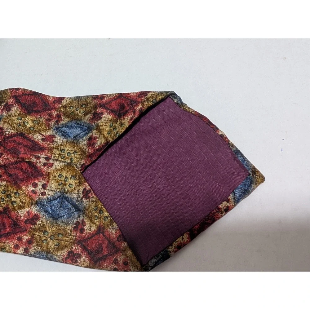 Ermenegildo Zegna 100% Silk Necktie Multicolor Geometric All Over Italy 57